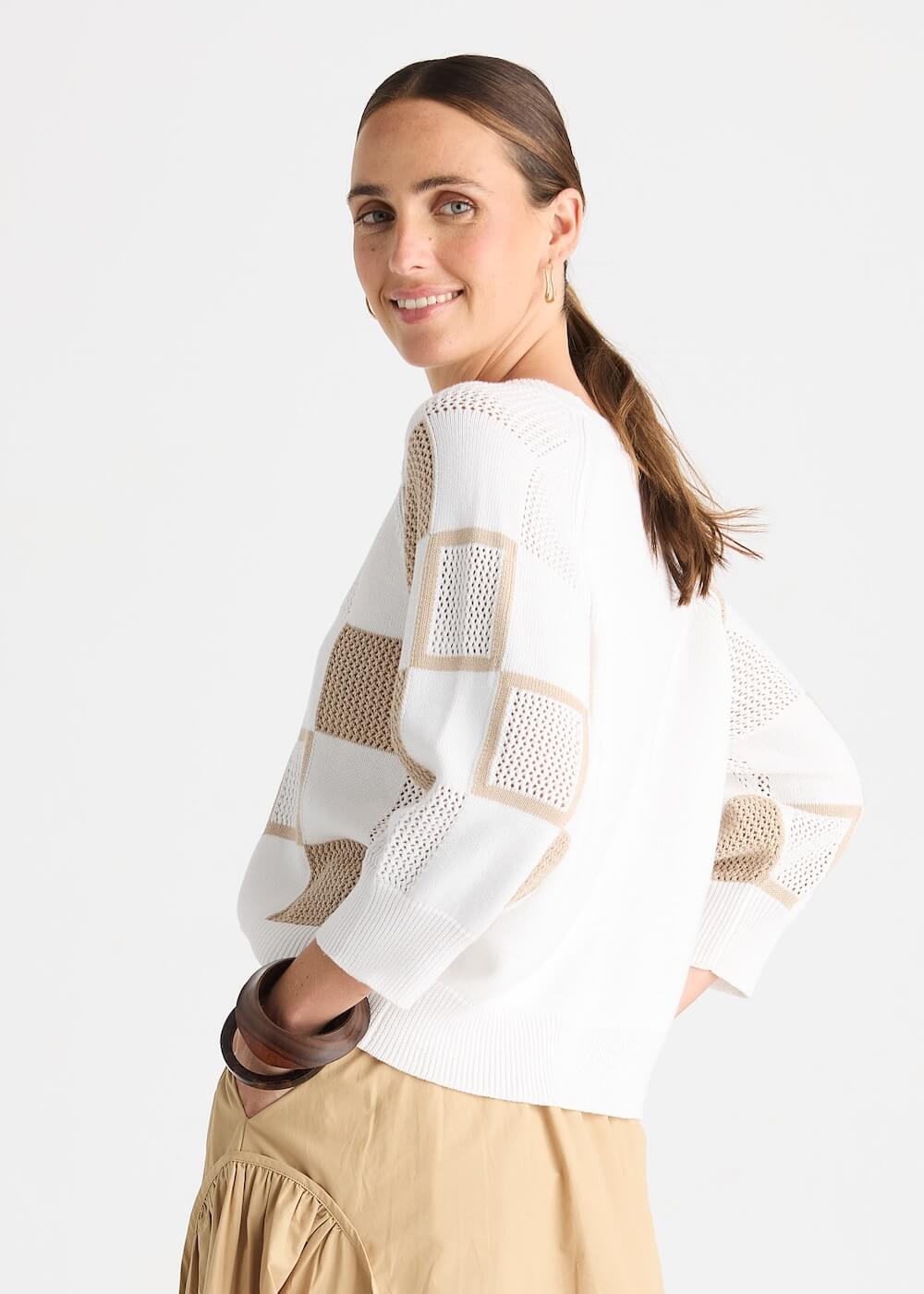 Zaket & Plover - Patch Pointelle Top - White (ZP8812)