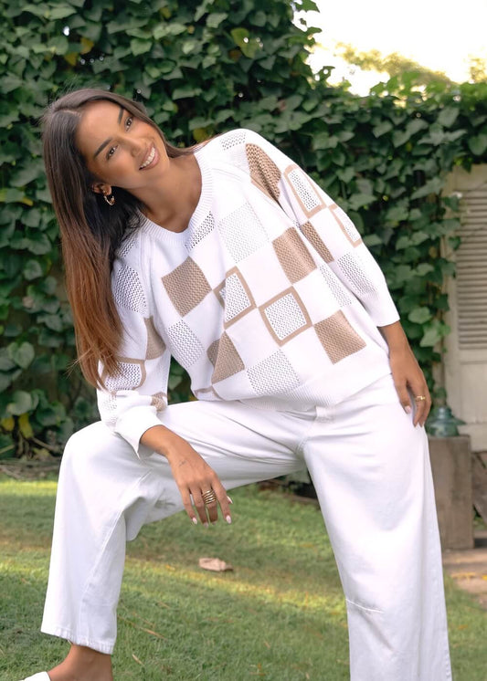 Zaket & Plover - Patch Pointelle Top - White (ZP8812)