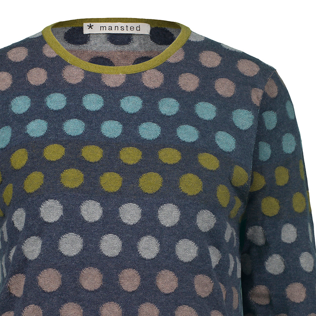 Mansted Polka Crew Sweater - Soft Blue