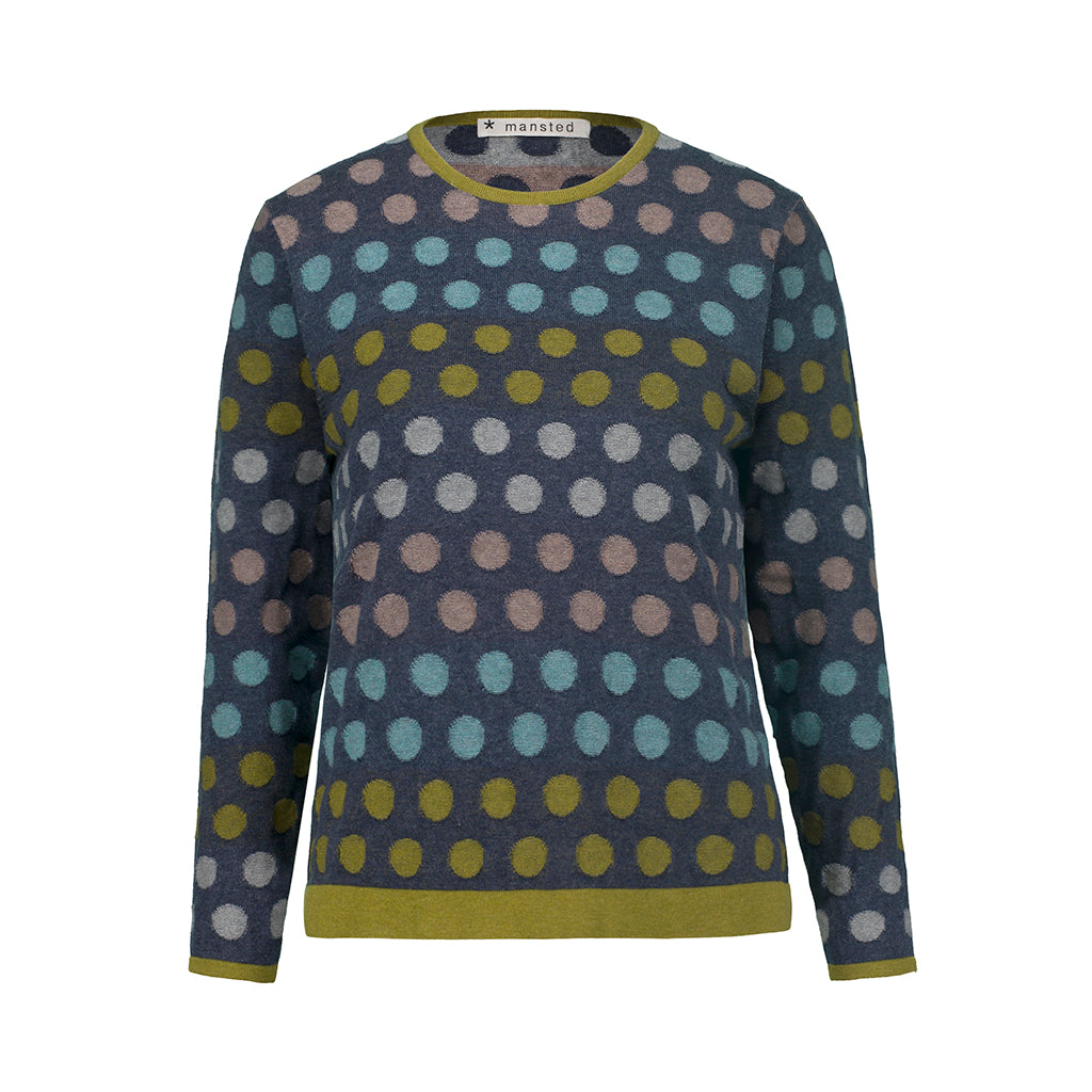 Mansted Polka Crew Sweater - Soft Blue